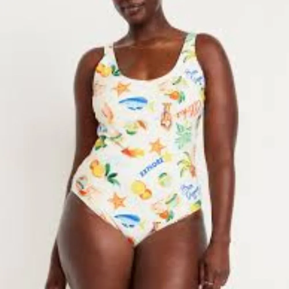 🆕Old Navy Women's Matte One-Piece Go fish print Swimsuit